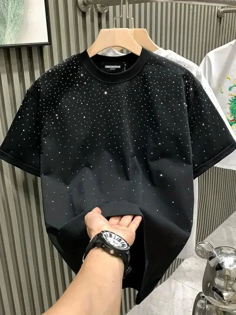 Men's Luxury Diamond Print T-Shirt – High-End Streetwear Fashion Tee
