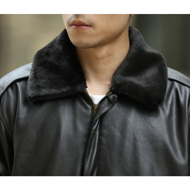 Men’s PU Leather Bomber Jacket – Vintage Aviator Flight Coat | Winter Padded Motorcycle & Military-Inspired Outerwear