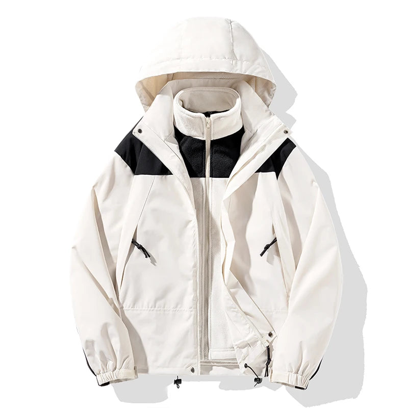 Unisex 3-in-1 Outdoor Jacket – Waterproof & Breathable Warm Winter Coat for Camping, Hiking & Skiing