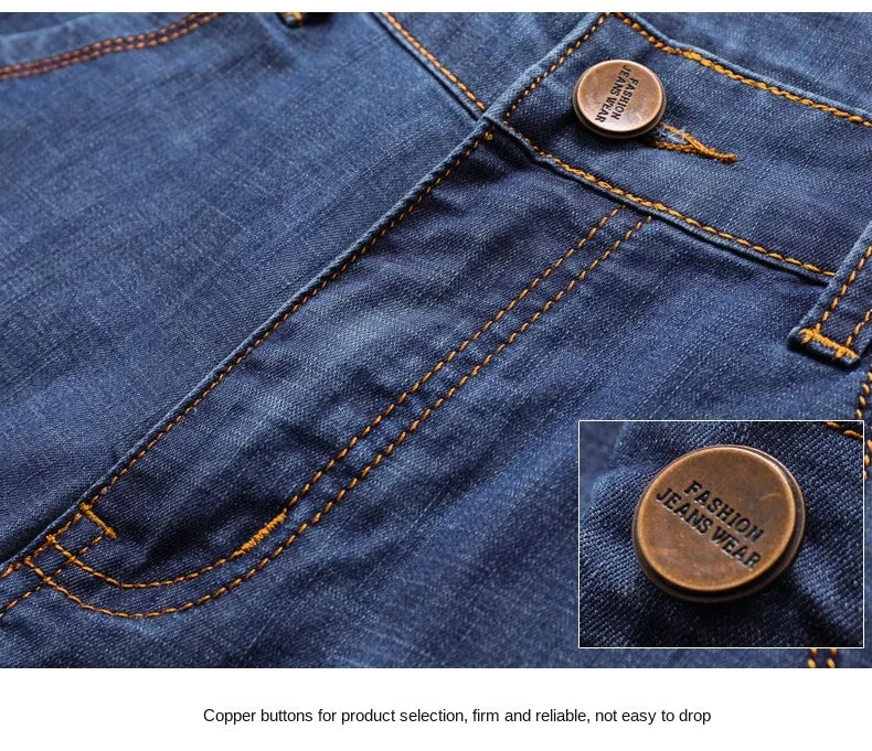 Men's Casual Knee-Length Denim Shorts – Loose Multi-Pocket Straight-Cut Summer Jorts