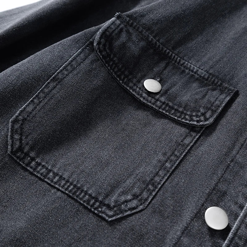 Men’s Loose Fit Denim Shirt – Solid Color Casual Overshirt | Versatile Everyday Wear