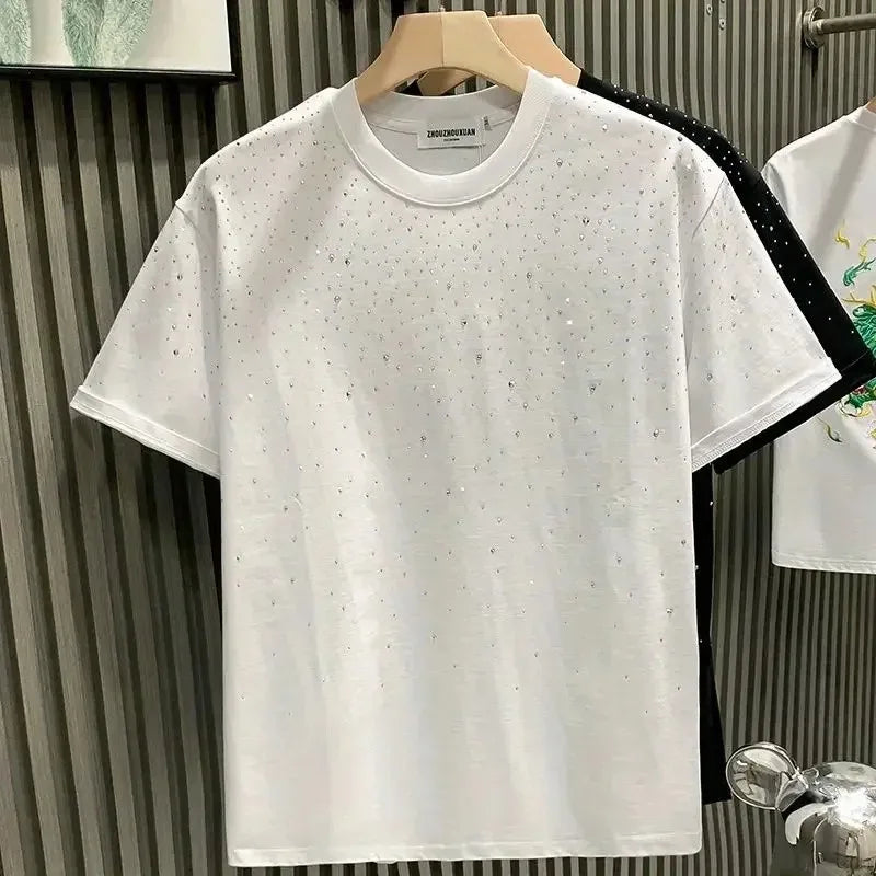Men's Luxury Diamond Print T-Shirt – High-End Streetwear Fashion Tee
