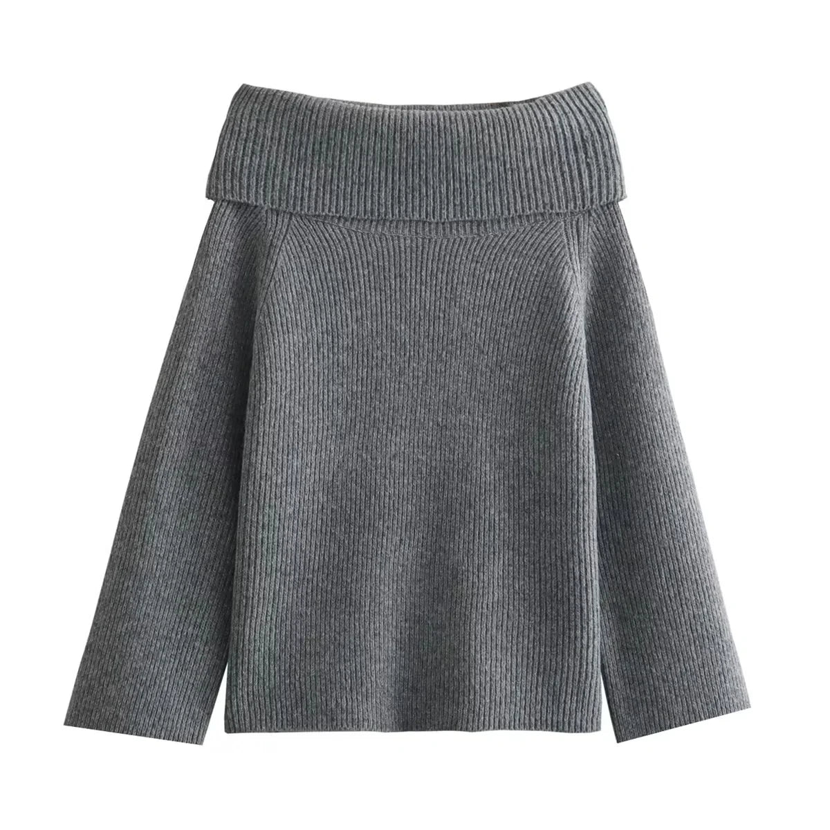 Women’s Off-Shoulder Knit Sweater – Chic Long Sleeve Pullover for Autumn Casual Wear