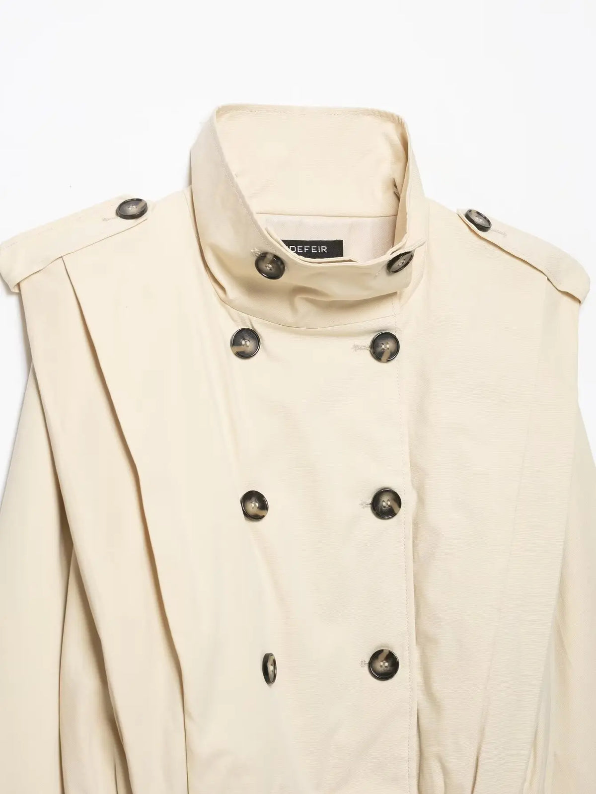 Women’s Vintage Cropped Trench Coat – Double-Breasted Stand Collar Streetwear Jacket