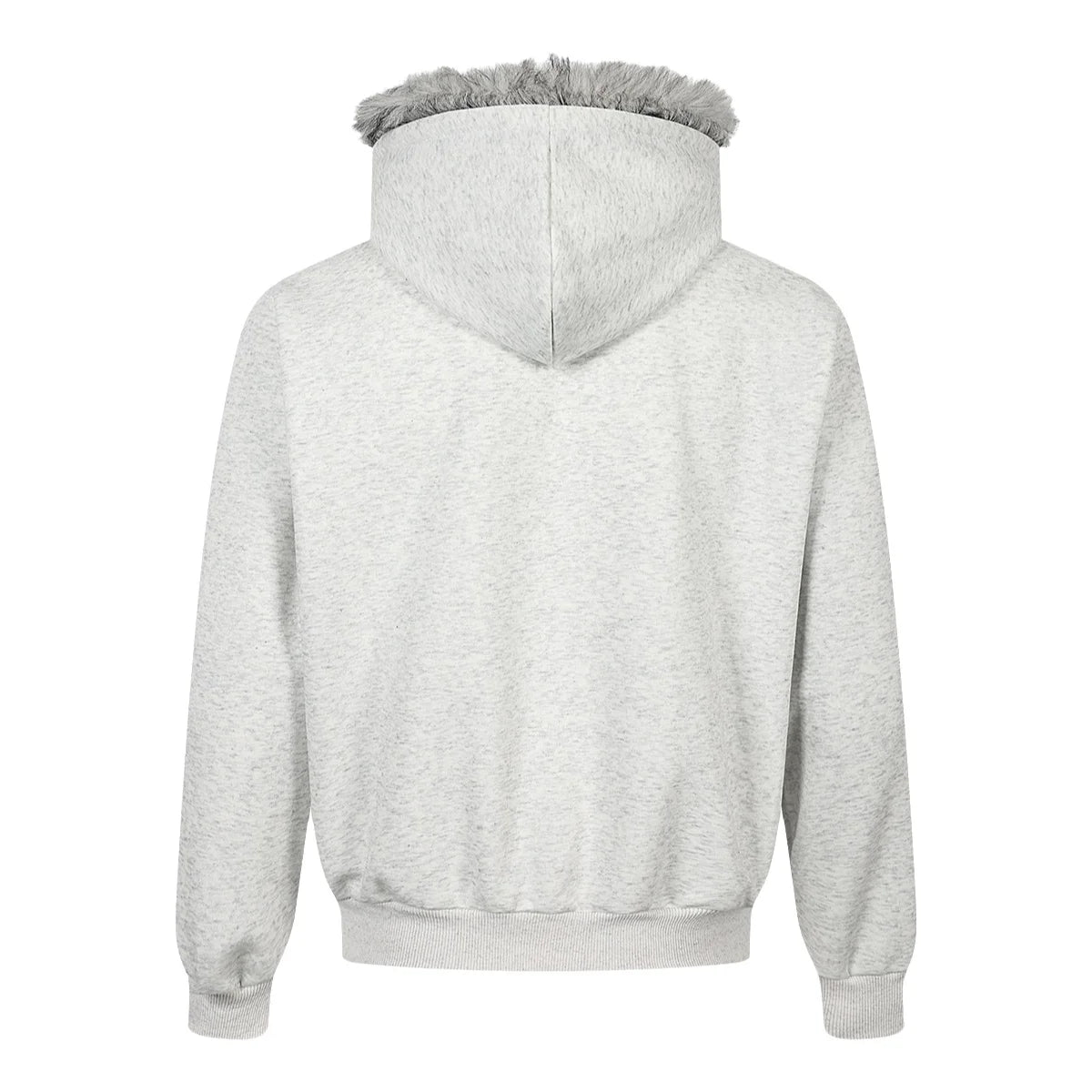 Unisex Retro Printed Hooded Jacket – Loose-Fit Long Sleeve Coat with Faux Fur Collar