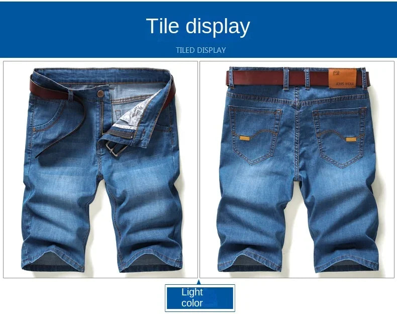 Men's Casual Knee-Length Denim Shorts – Loose Multi-Pocket Straight-Cut Summer Jorts