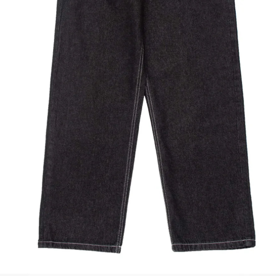 Men’s Skeleton Print Baggy Jeans – Gothic Punk Wide-Leg Denim Pants | Dark Hip-Hop Streetwear