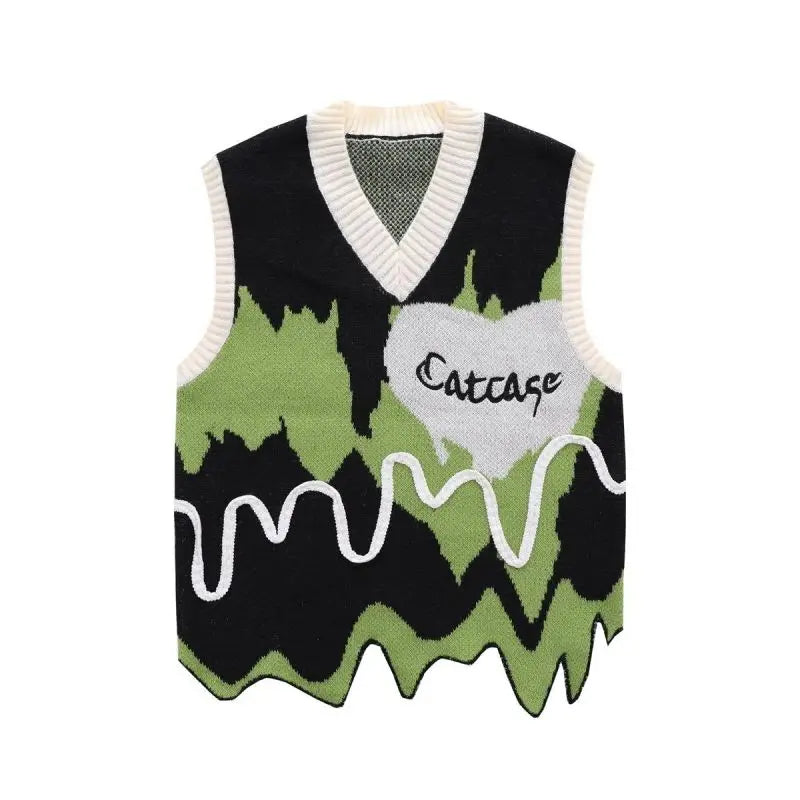 Wavy Color Block Knitted Sweater