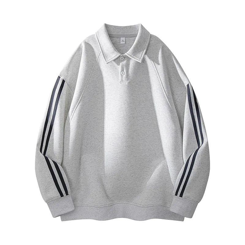 Men’s Striped Patchwork Sweatshirt – Cotton Pullover | Casual Fall Streetwear