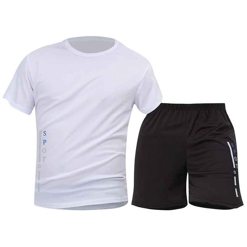 Men's 2-Piece Quick-Dry Sports Suit – Breathable T-Shirt & Shorts Set