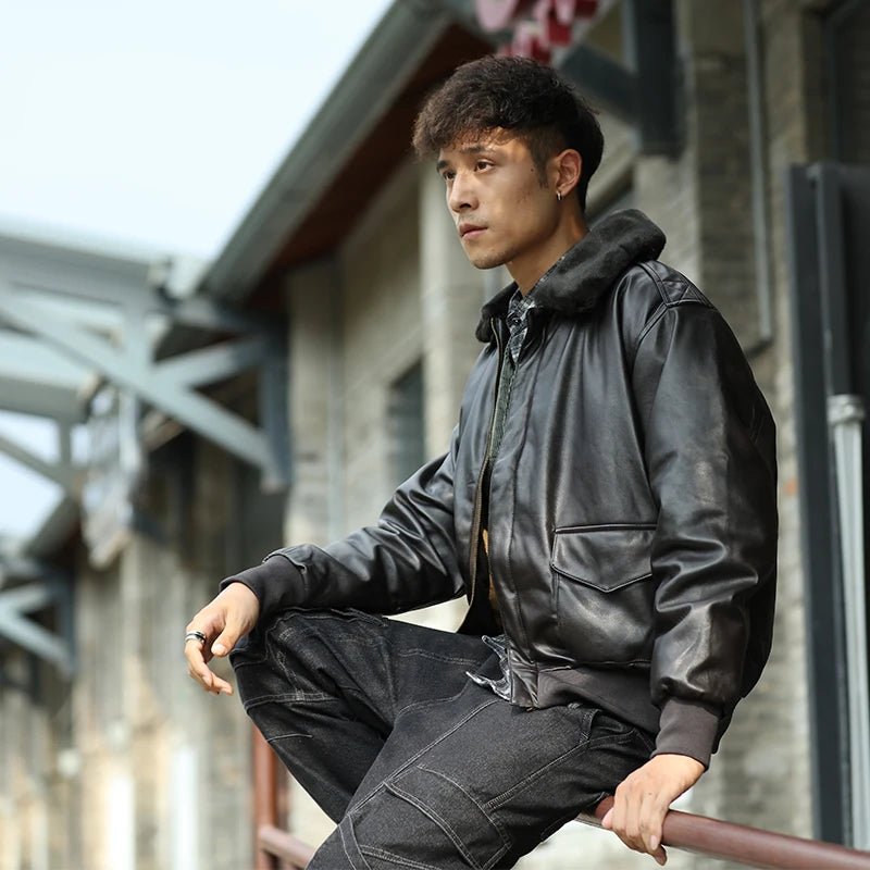 Men’s PU Leather Bomber Jacket – Vintage Aviator Flight Coat | Winter Padded Motorcycle & Military-Inspired Outerwear