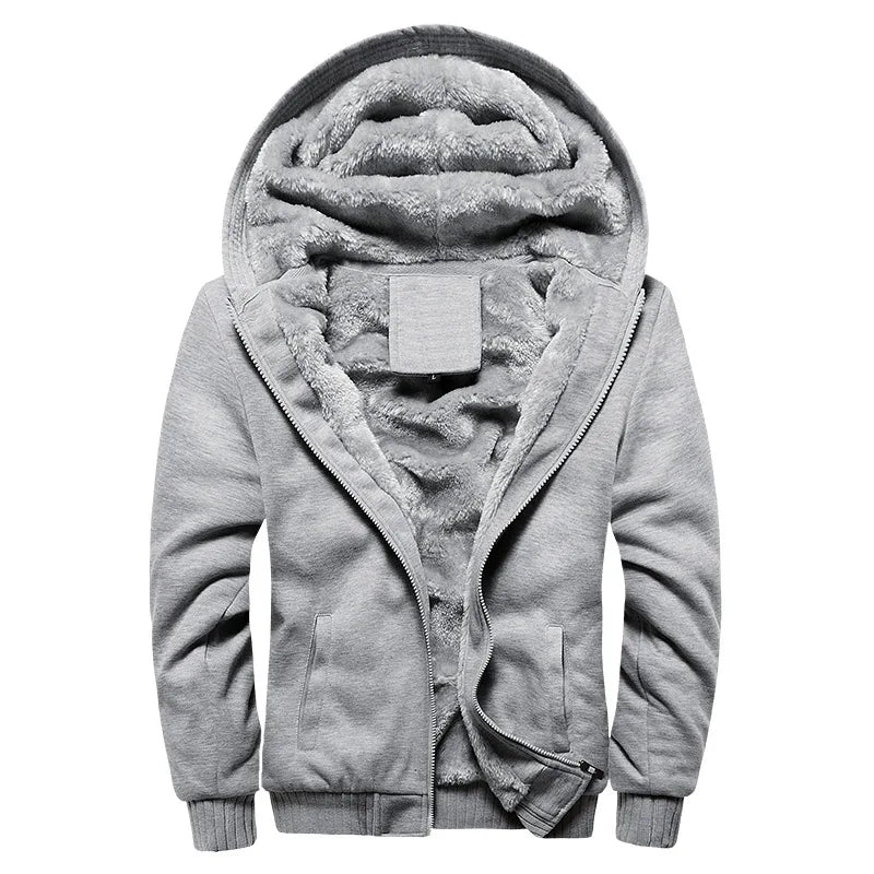 Men’s Winter Fleece Hoodie Jacket – Thick Warm Zipper Coat