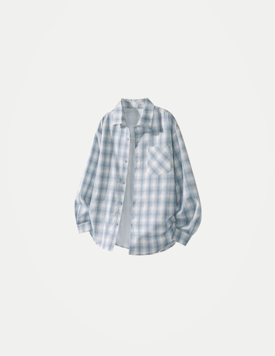 Unisex Blue Plaid Shirt – Loose Fit Long Sleeve Vintage Casual Top