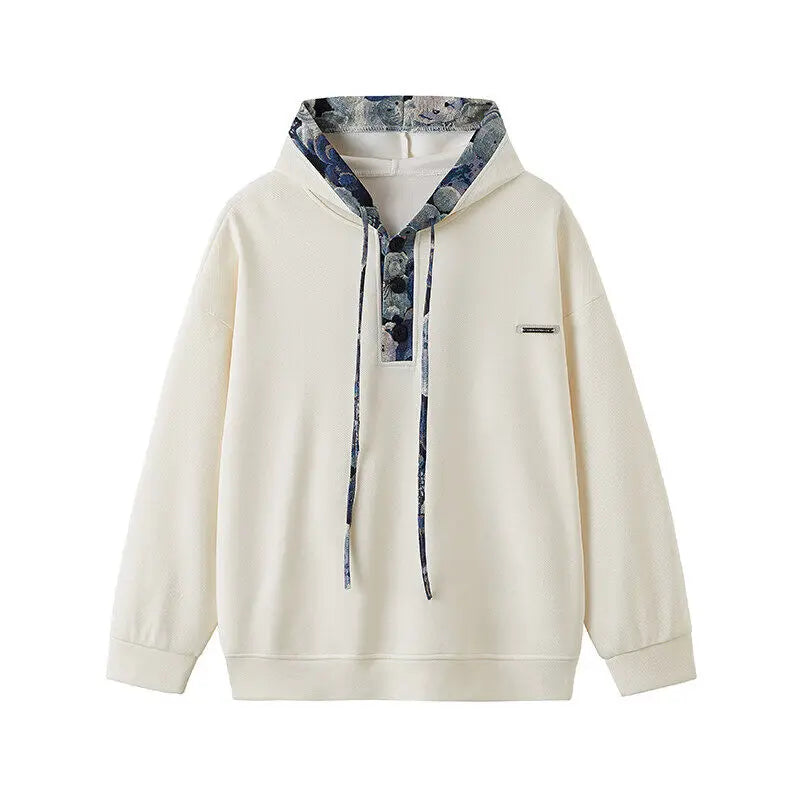 Men’s Oversized Hoodie Sweatshirt – Urban Streetwear Lapel Neck Casual Top for Spring & Autumn