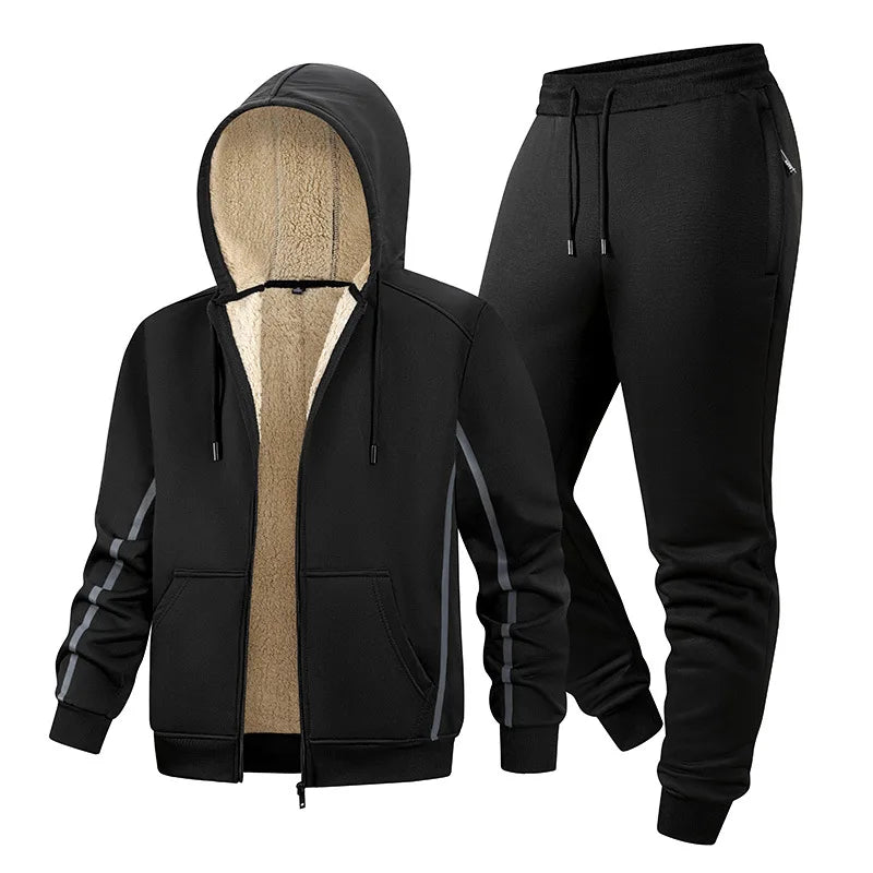 Men’s Winter Running Set – Warm Windbreaker Jacket & Pants
