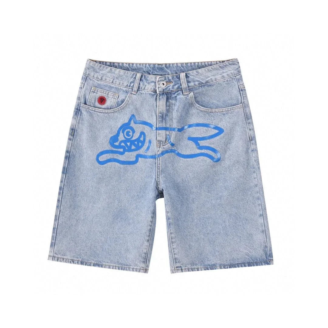 Y2K Hip-Hop Printed Denim Shorts – Harajuku Gothic Streetwear