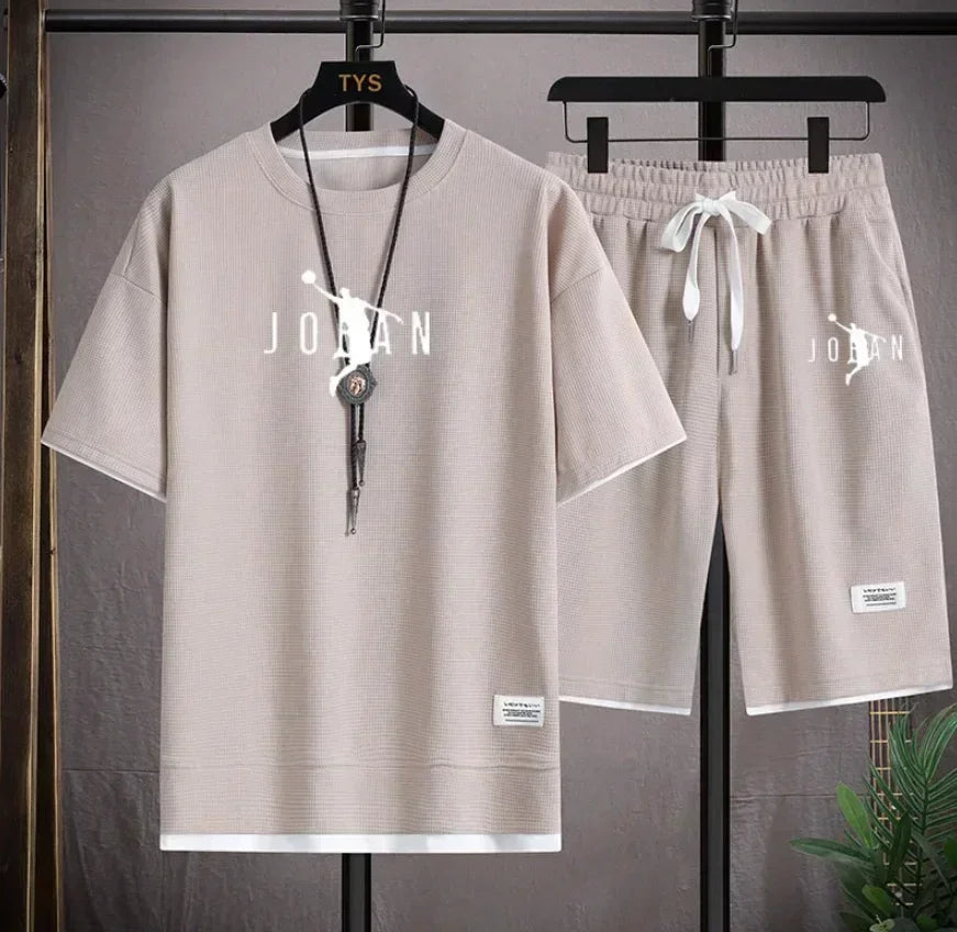 Men's Summer 2-Piece Suit – T-Shirt & Blazer Shorts Set