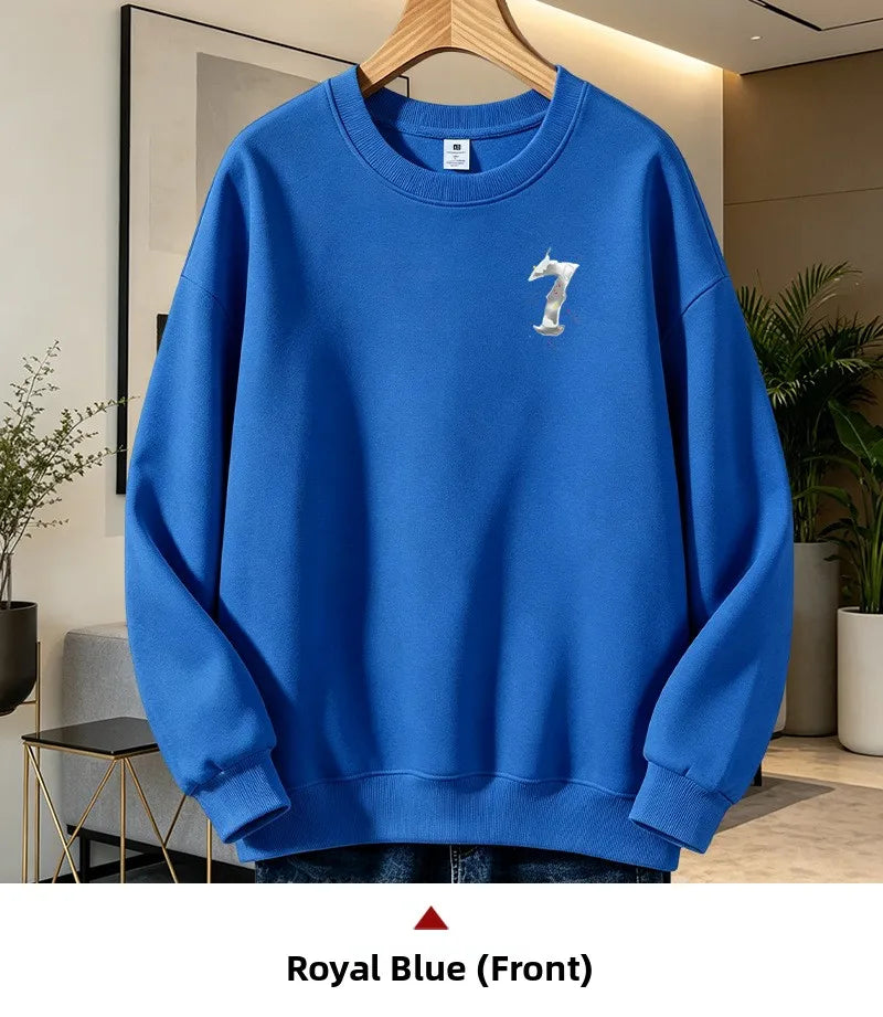Men’s Casual Cotton Sweatshirt – Loose Fit Crew Neck Pullover | American Campus Style