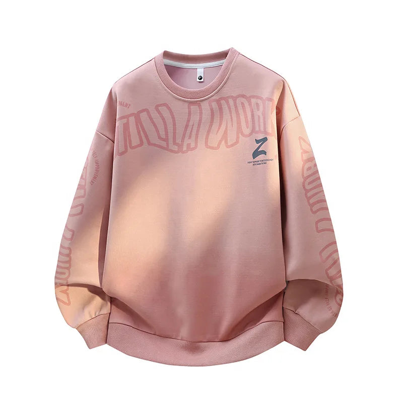 Long Sleeve Sweatshirt – Casual Round Neck Streetwear Top, Autumn Winter Polyester Pullover