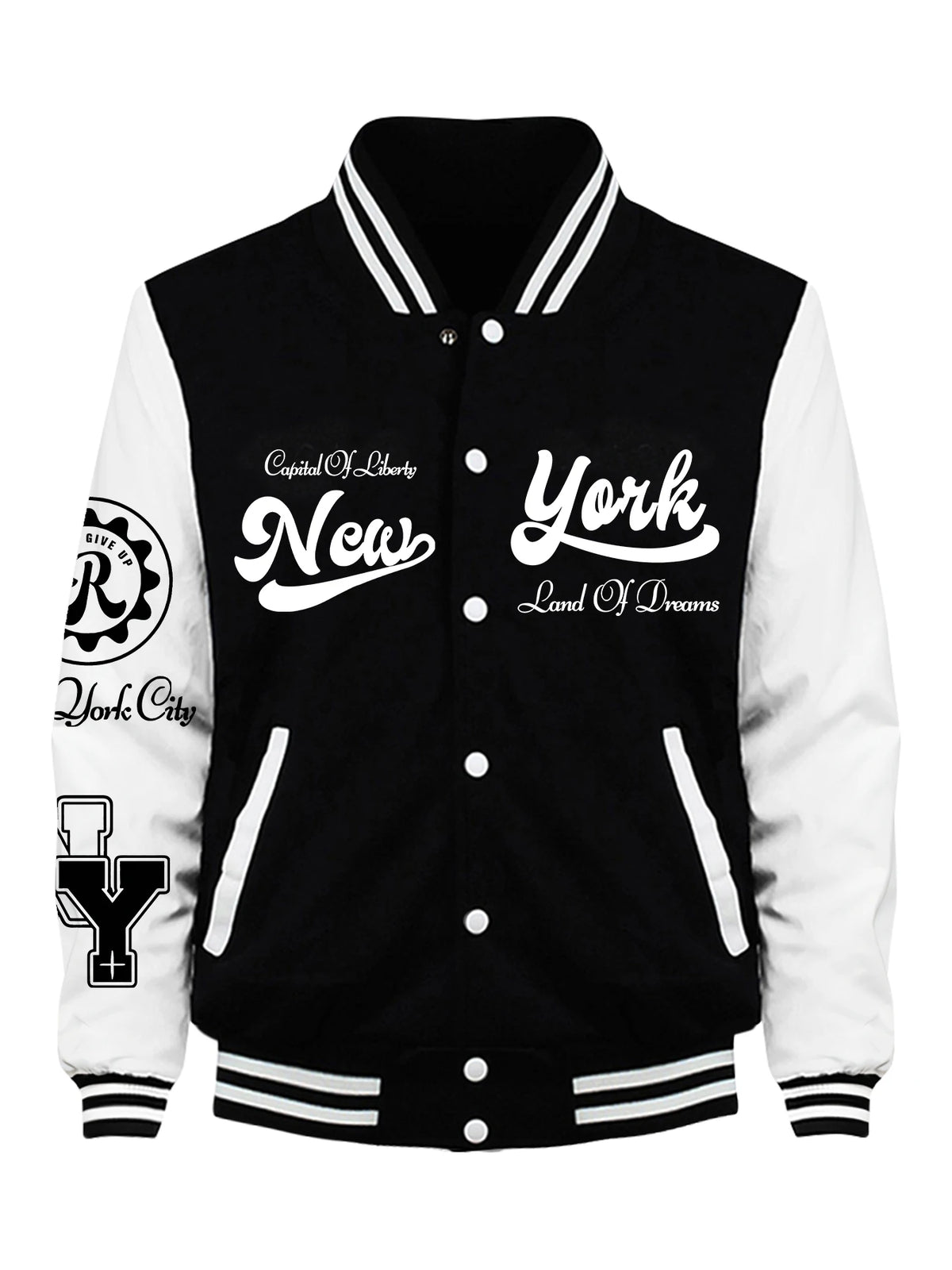 Men’s Retro Baseball Jacket – New York Graphic Fleece Coat