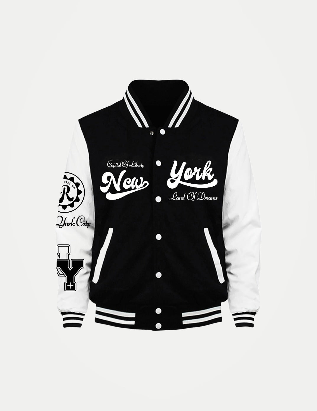 Men’s Retro Baseball Jacket – New York Graphic Fleece Coat