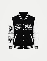 Men’s Retro Baseball Jacket – New York Graphic Fleece Coat