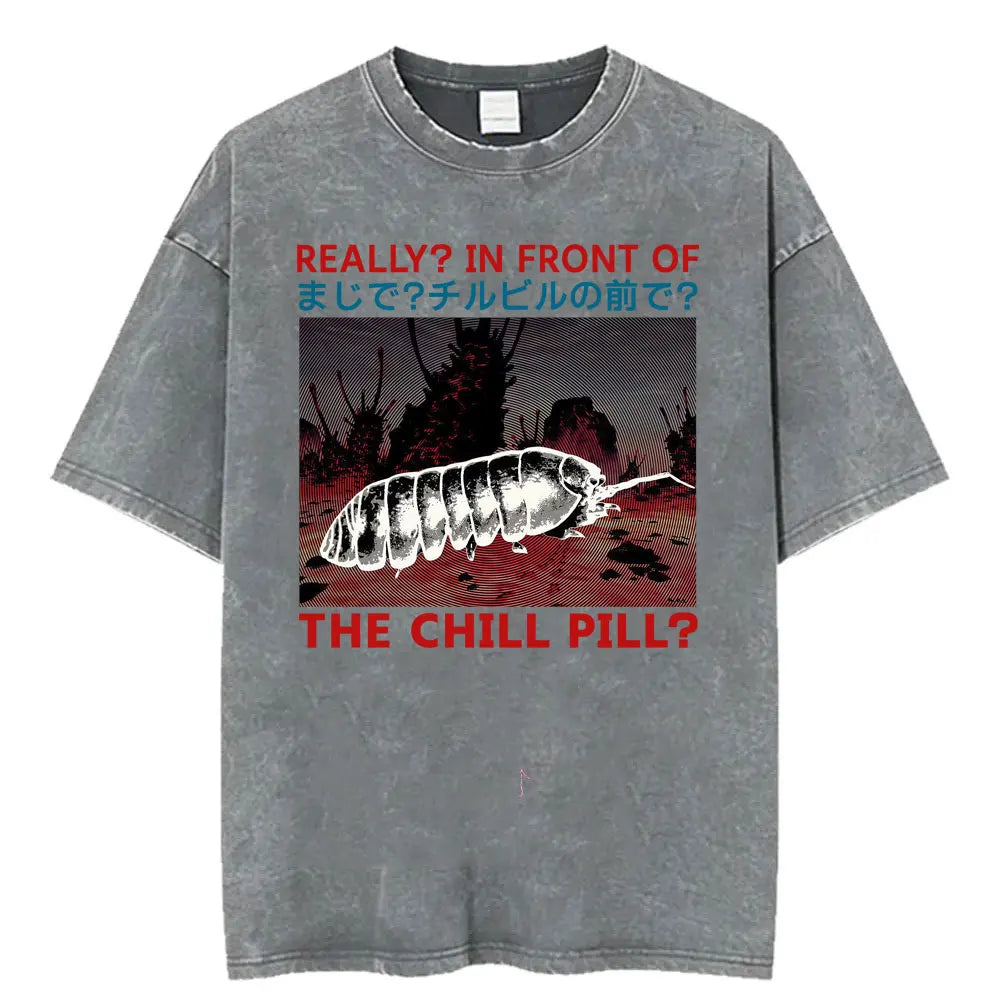 Unisex Japanese Fish Meme T-Shirt – Vintage Washed Oversized Tee | Harajuku Streetwear Graphic Top
