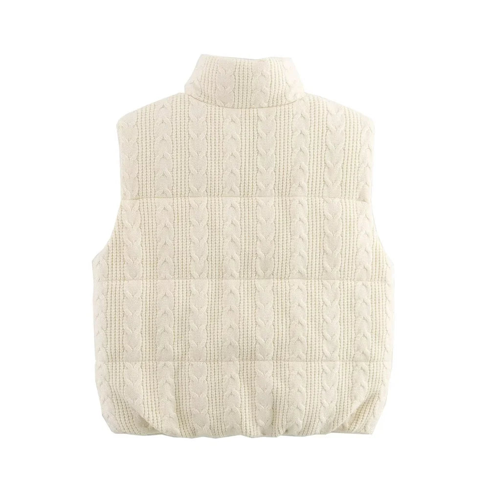 Y2K High-Quality Zipper Puffer Knitted Vest