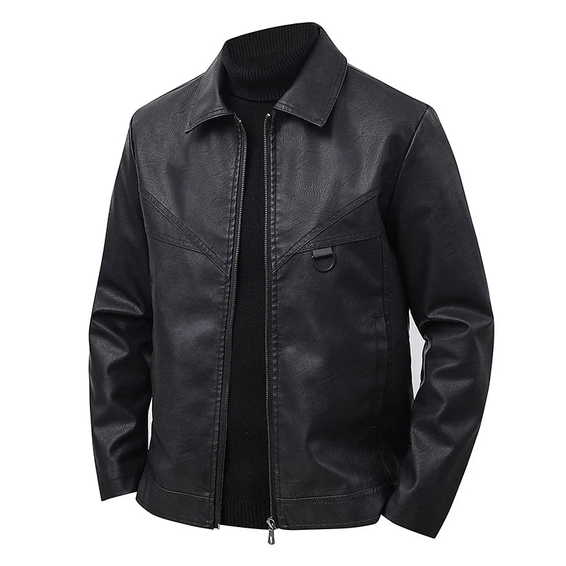 Men’s Slim-Fit Leather Jacket – Retro Lapel Coat | Stylish Spring & Autumn Casual Business Outerwear
