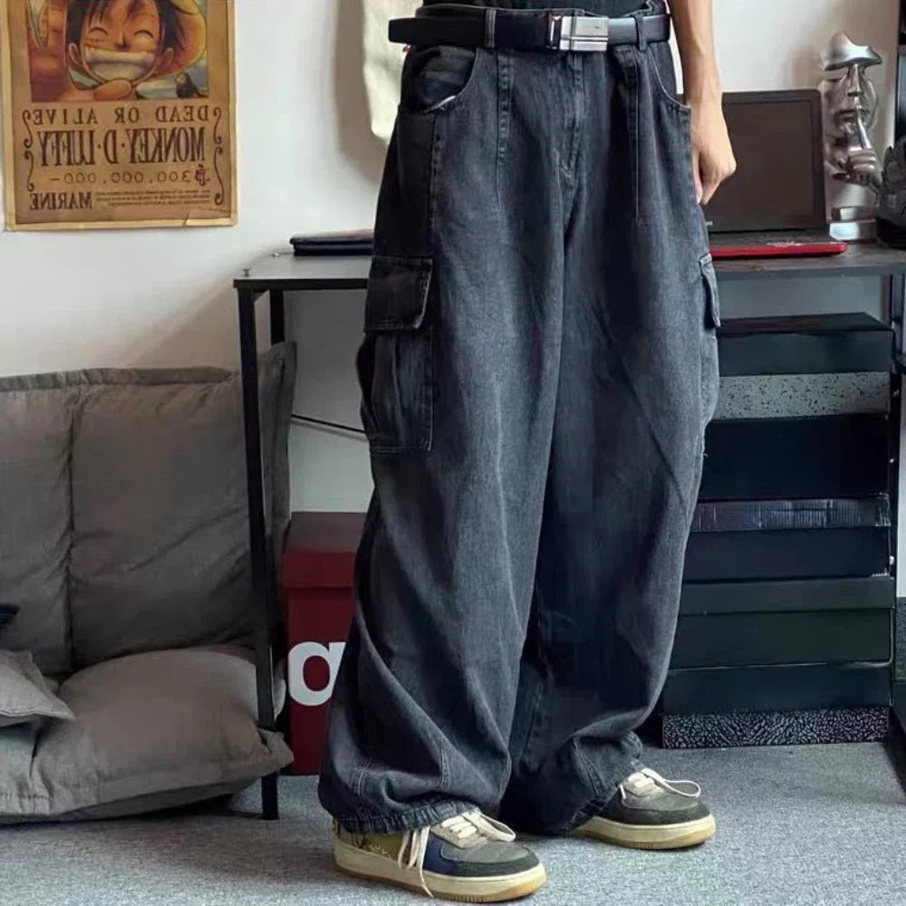 Men's Baggy Harajuku Jeans – Oversized Wide Leg Hip Hop Streetwear Denim