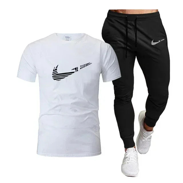 Men's Sports T-Shirt & Pants Set – 2 Piece Breathable Jogging Suit