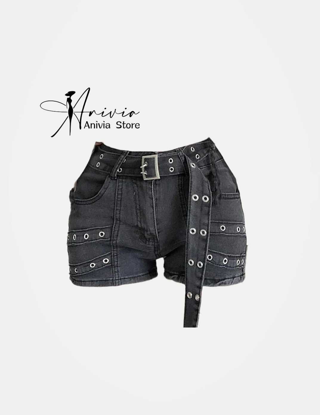 Women’s Black Gothic Denim Shorts – Y2K Vintage Cowboy Jorts | Harajuku Streetwear