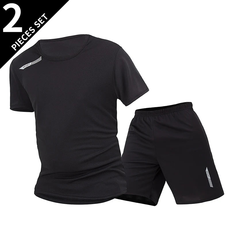 Men's 2-Piece Quick-Dry Sports Suit – Breathable T-Shirt & Shorts Set