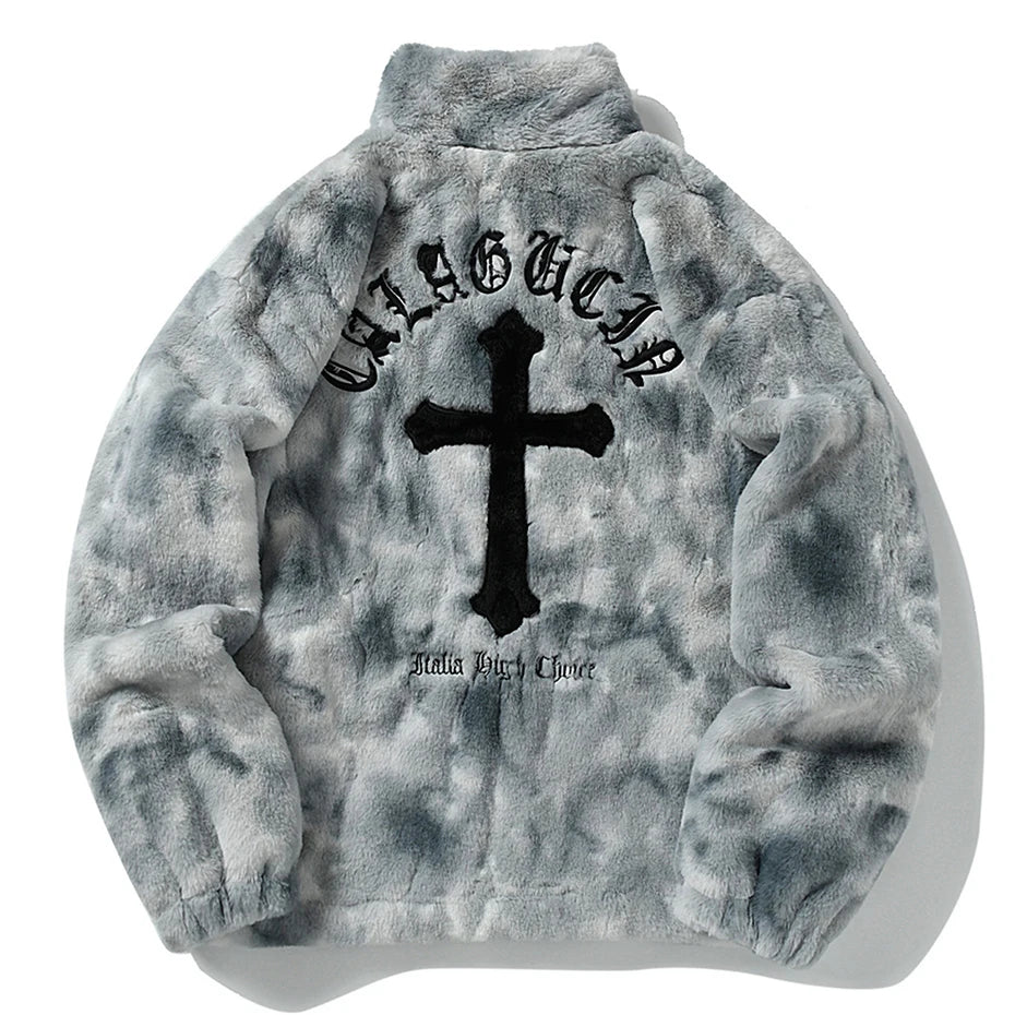 Men's Streetwear Vintage Fleece Jacket – Harajuku Hip Hop Oversized Zip Coat