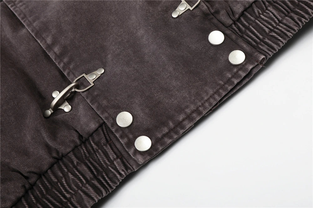 Men’s Vintage Washed Denim Jacket – Y2K Grunge Hooded Coat, Loose-Fit Hip Hop High Street Streetwear