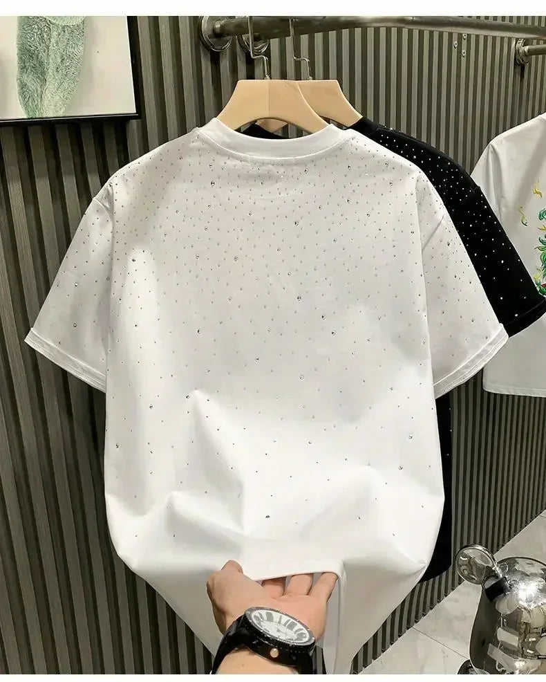 Men's Luxury Diamond Print T-Shirt – High-End Streetwear Fashion Tee