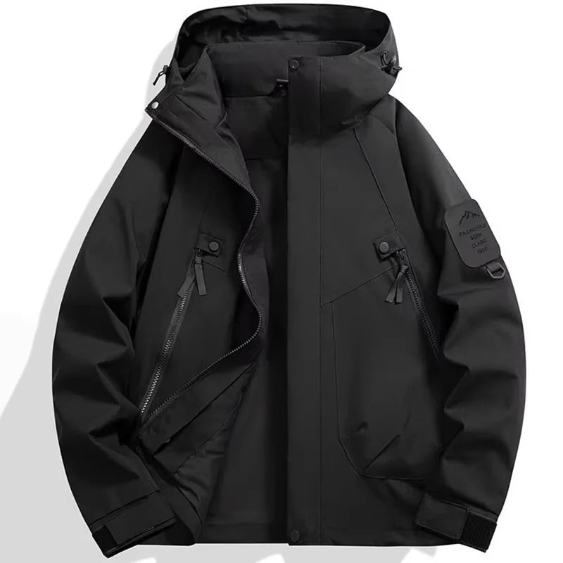 Men’s Waterproof Hooded Windbreaker Jacket – Outdoor Spring & Autumn Jacket for Cycling, Hiking, Climbing & Mountaineering