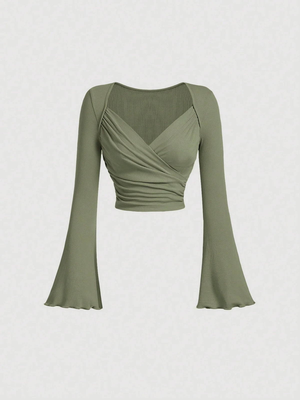 Women’s V-Neck Long Sleeve Top – Slim Fit Western Style Slimming Base Shirt