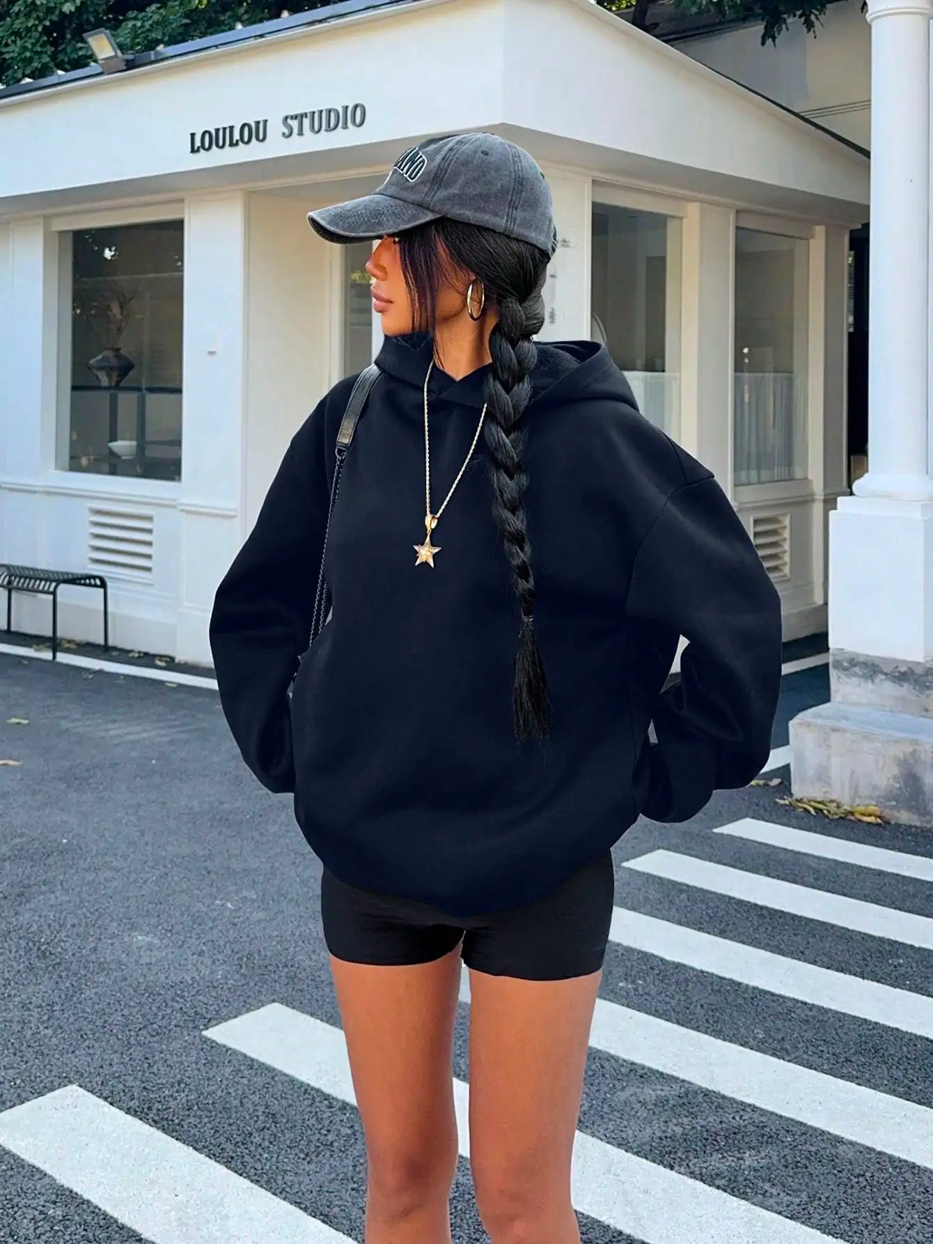 Women's Rhinestone Letter Graphic Hoodie – Casual Loose Thermal Sweatshirt