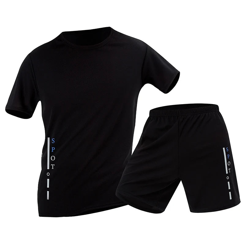 Men's 2-Piece Quick-Dry Sports Suit – Breathable T-Shirt & Shorts Set