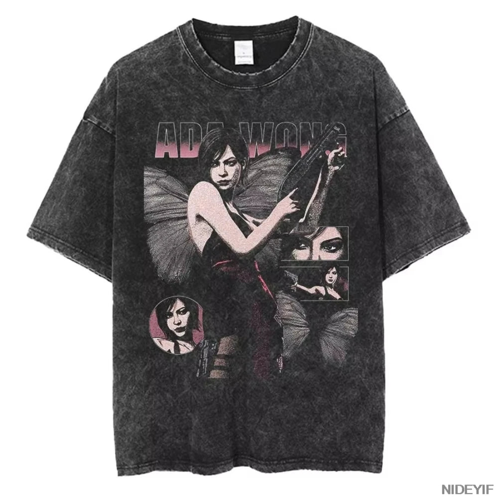 Unisex Leon Kennedy Graphic T-Shirt – Oversized Short-Sleeve Tee | Retro Biohazard-Inspired Fan Streetwear