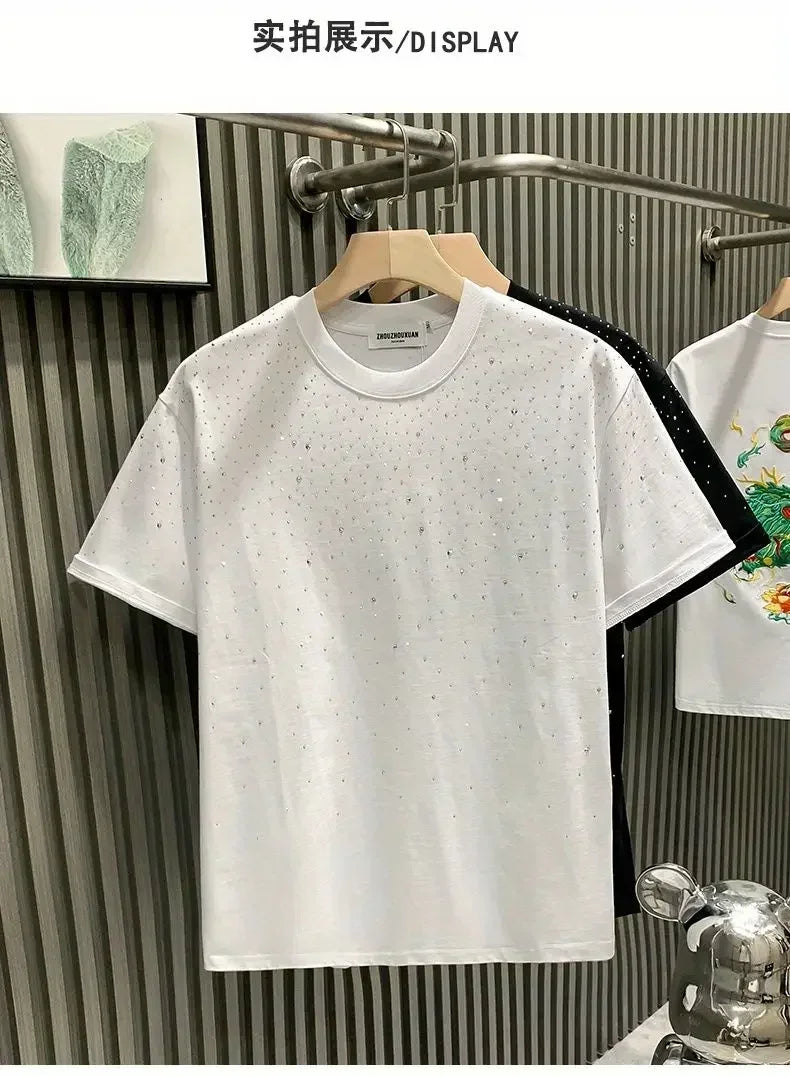 Men's Luxury Diamond Print T-Shirt – High-End Streetwear Fashion Tee