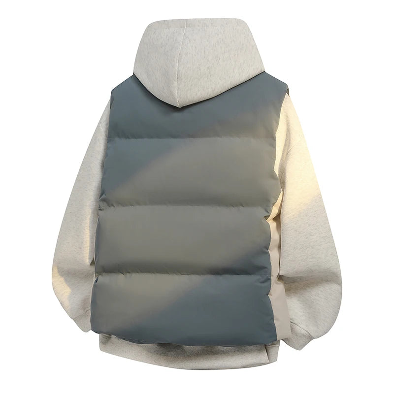 Trendy Splicing Color Hoodie With Vest