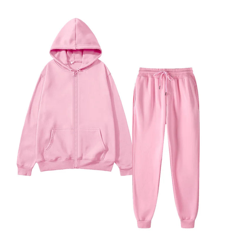 Unisex Winter Sportswear Set – Warm Hooded Zipper