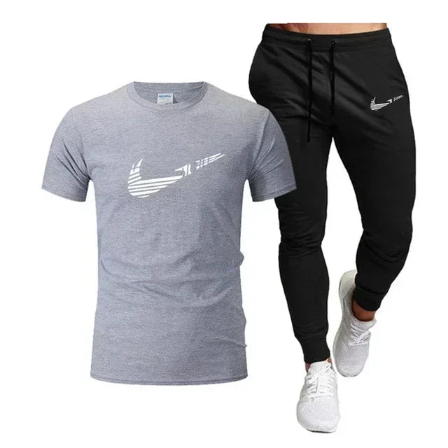 Men's Sports T-Shirt & Pants Set – 2 Piece Breathable Jogging Suit