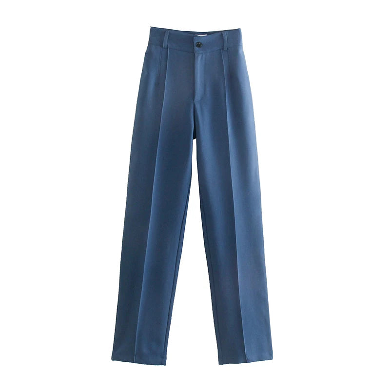 Women’s High-Waist Straight-Leg Trousers – Vintage Office Pants with Zipper Fly | Chic Casual Workwear
