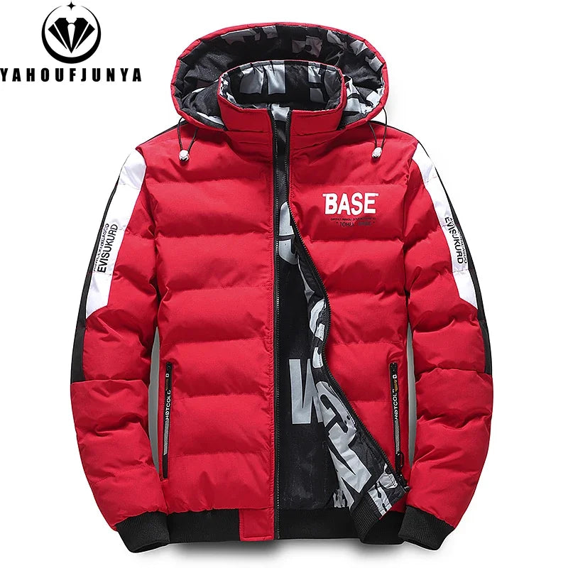 Men’s Winter Hooded Windbreaker Jacket – Thick Warm Outdoor Parka Coat, Casual Cold-Weather Outerwear