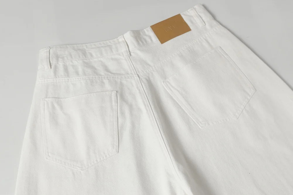 Men’s White Cargo Shorts – Baggy Loose-Fit Wide-Leg Summer Casual Shorts