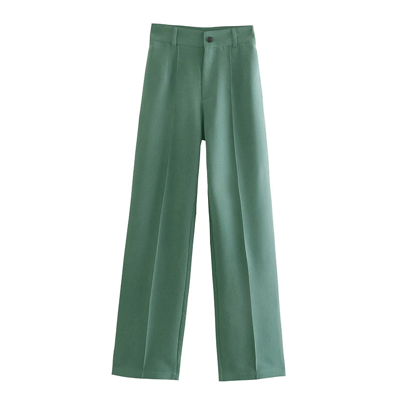 Women’s High-Waist Straight-Leg Trousers – Vintage Office Pants with Zipper Fly | Chic Casual Workwear