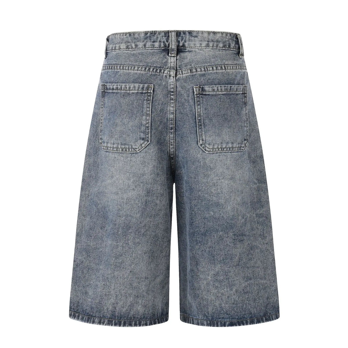 MWJLPWQ Unisex Ripped Denim Shorts – High Street Embroidered Wide-Leg Cropped Jeans, Loose-Fit Summer Streetwear